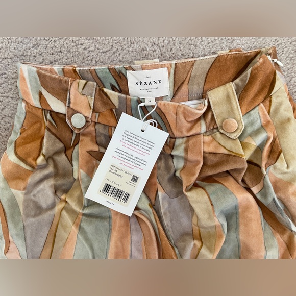 Sezane LouLou Pleated Trousers in Leaves - Picture 3 of 3